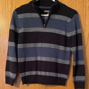 Commerce Boys Blue & Gray Striped Quarter Zip Sweater